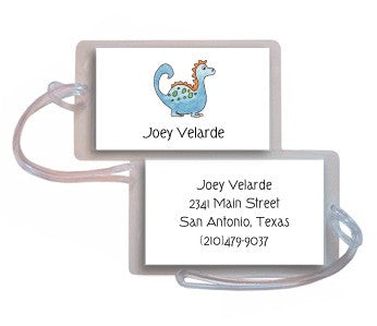 personalized luggage tags  blue dinosaur tag