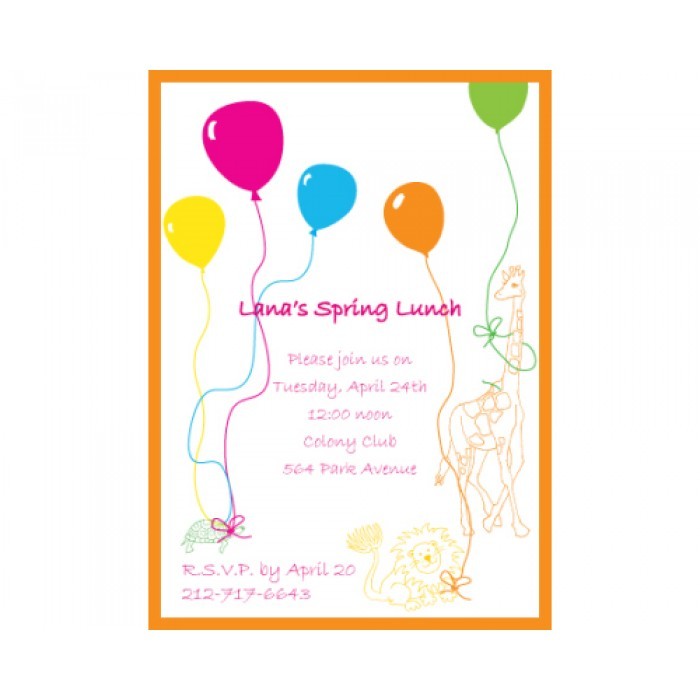kid's parties invitations - rainbow balloons