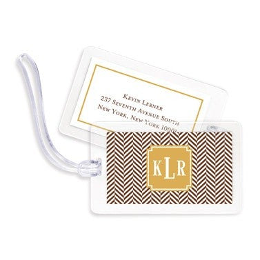 boatman geller herringbone chocolate bag tags
