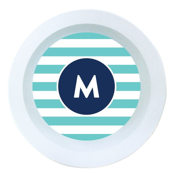 Turquoise Stripe Melamine Round Bowl