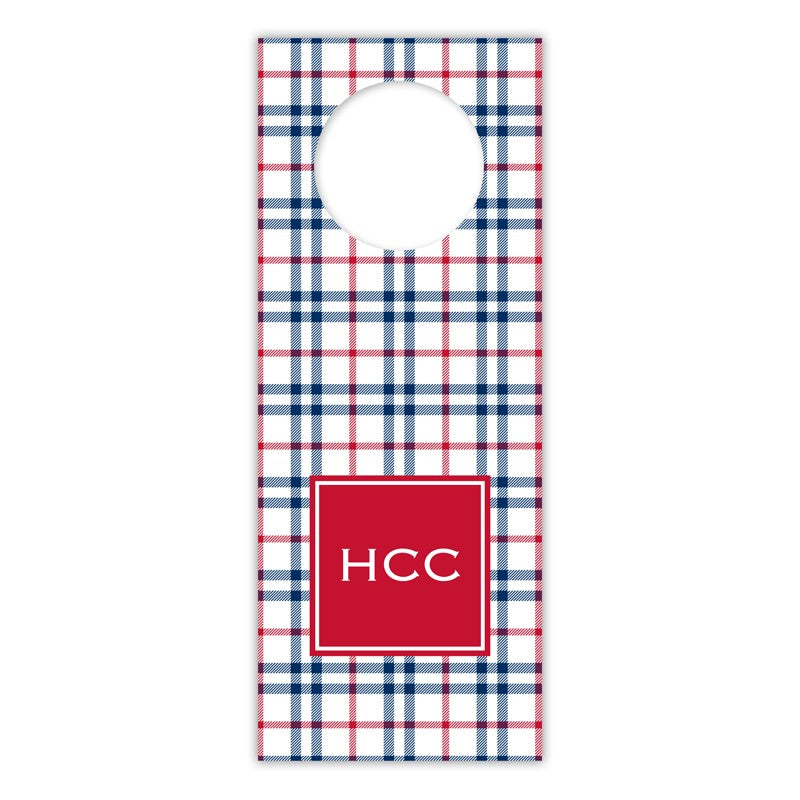 boatman geller miller check navy & red wine tags