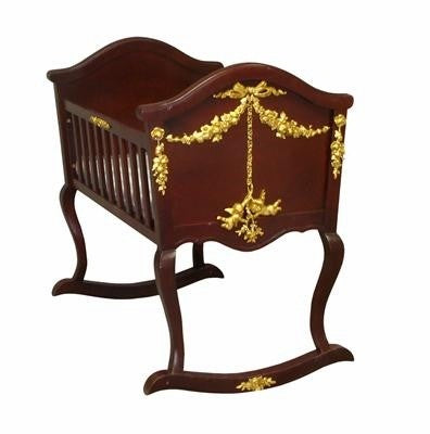 cherubini cradle with gold molding (antique cherry)