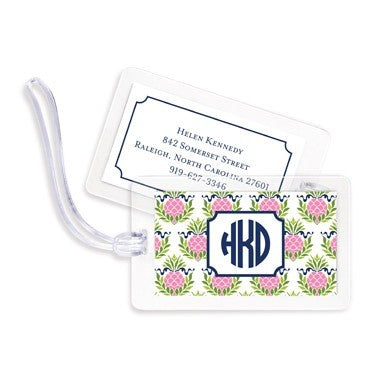 boatman geller pineapple repeat pink bag tags