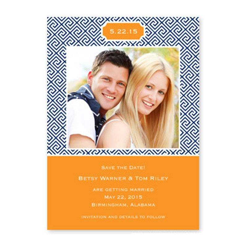 boatman geller greek key navy flat photocard