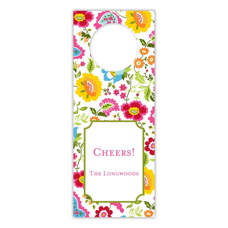 boatman geller bright floral wine tags
