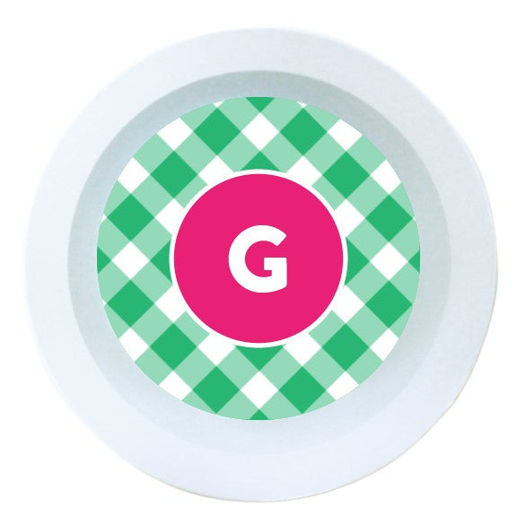 Green Gingham Melamine Round Bowl