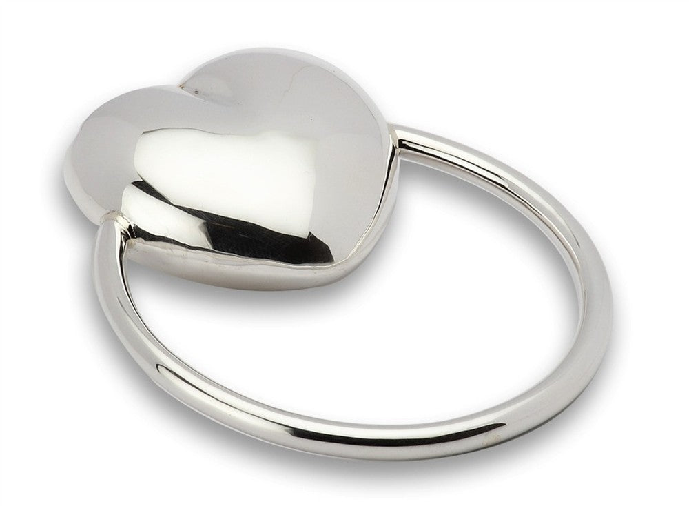 circular heart sterling silver baby rattle