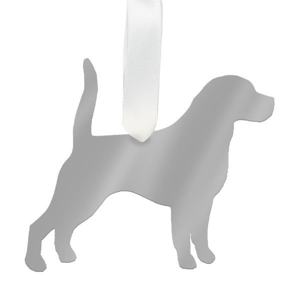 moon and lola beagle christmas ornament - silver