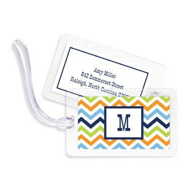 boatman geller chevron blue, orange & lime bag tags