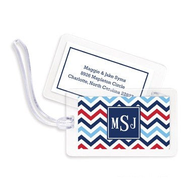 boatman geller chevron blue & red bag tags