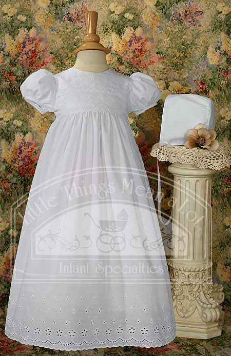 cotton christening gown with lace border