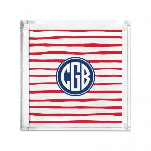 Lucite Tray Petite Brush Stripe Red