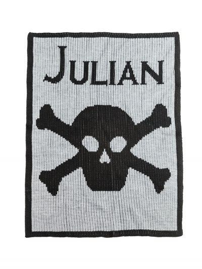 personalized full blanket with name and skull and crossbone