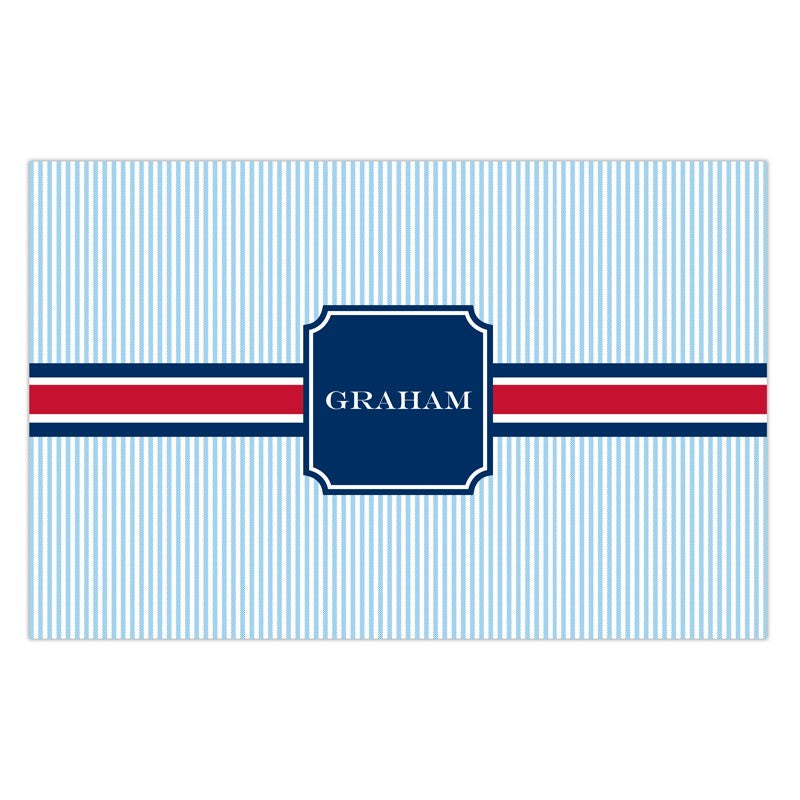 boatman geller seersucker band red & navy disposable placemats