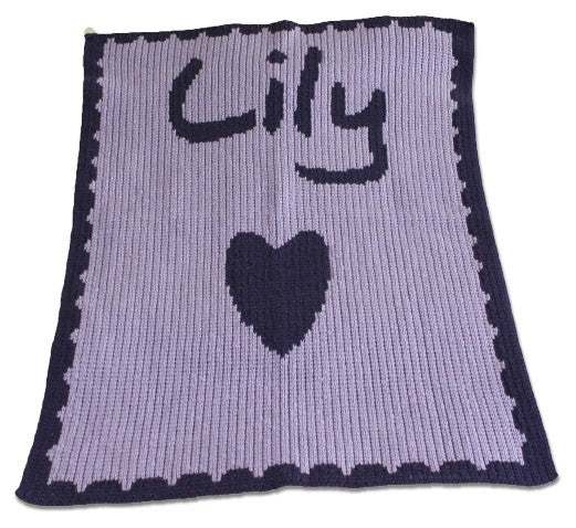 personalized love heart baby blanket and scalloped edge