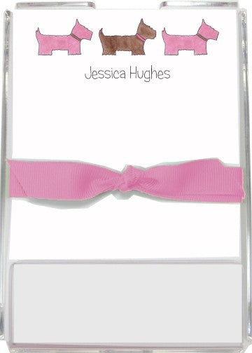 personalized memo sets  preppy pups in pink