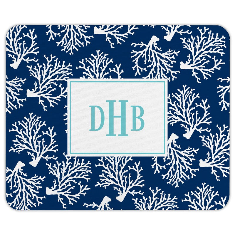 boatman geller coral repeat navy mouse pad