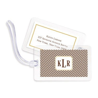 boatman geller herringbone chocolate bag tags