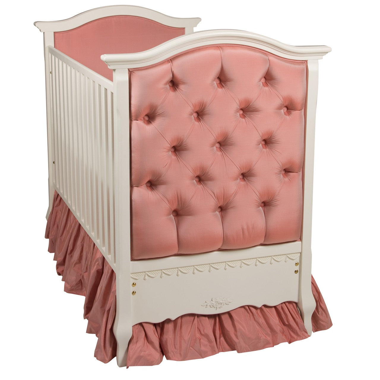 French Panel Upholstered Crib Framboise