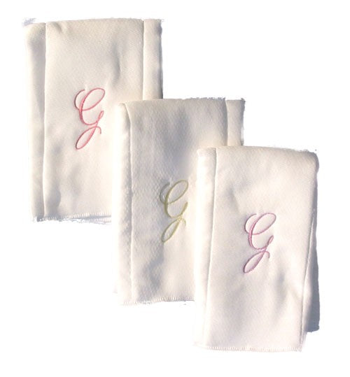 personalized burp cloths - single initial (set of three)