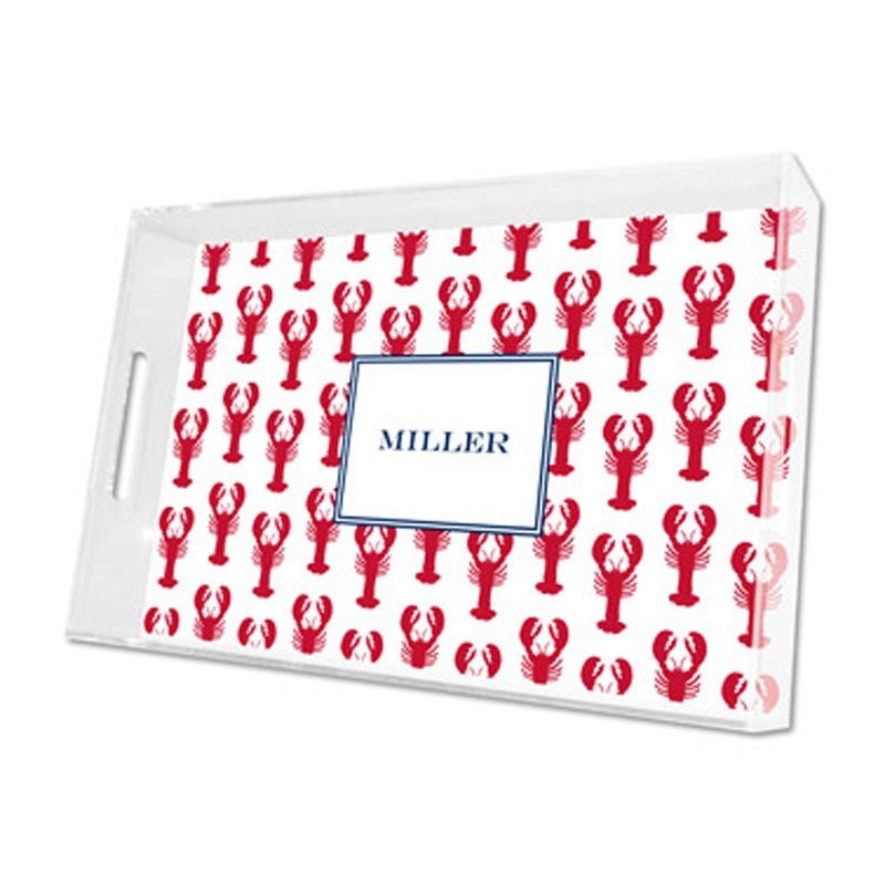 lobsters red lucite tray - large