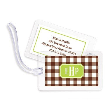boatman geller classic check chocolate bag tags