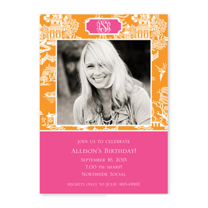 boatman geller chinoiserie tangerine flat photocard
