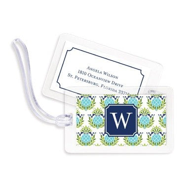 boatman geller pineapple repeat teal bag tags