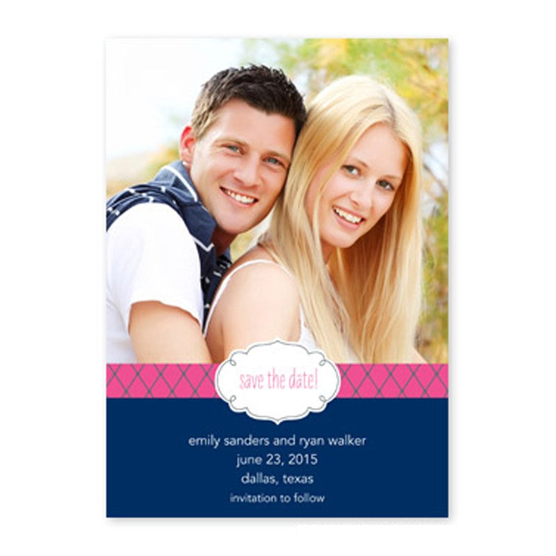 boatman geller label chic navy & raspberry photocard