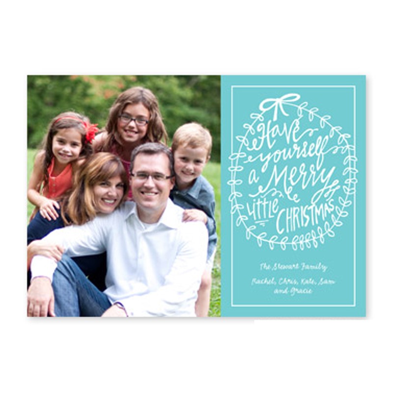 boatman geller merry little christmas teal photocard