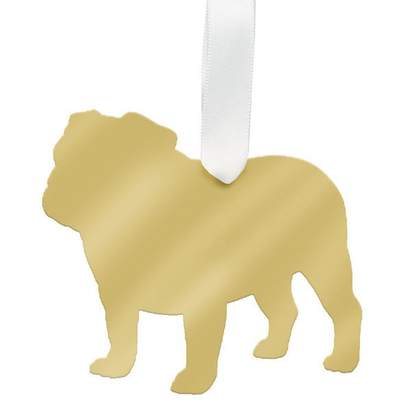 moon and lola english bulldog christmas ornament - gold