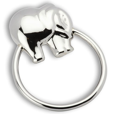 Personalized Sterling Silver Elephant Baby Rattle - Engraved Heirloom Baby Gift