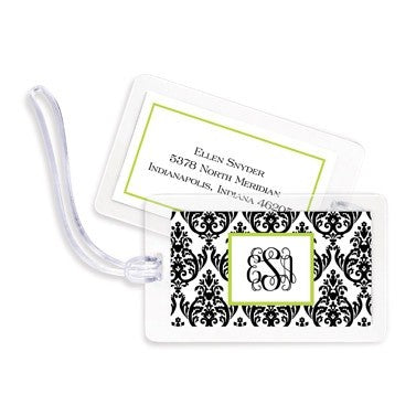 boatman geller madison damask white with black bag tags
