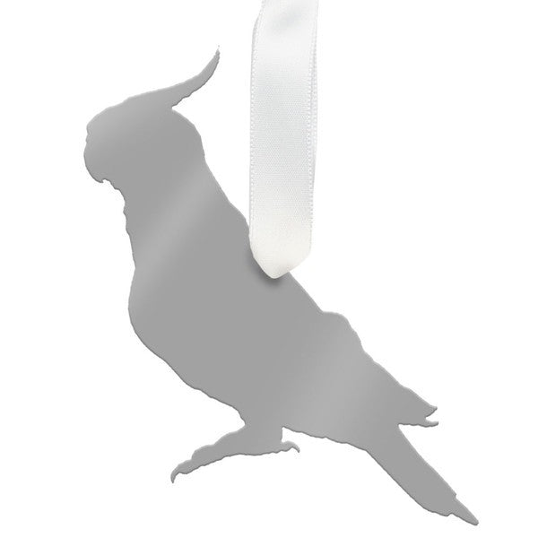 moon and lola cockatiel christmas ornament - silver