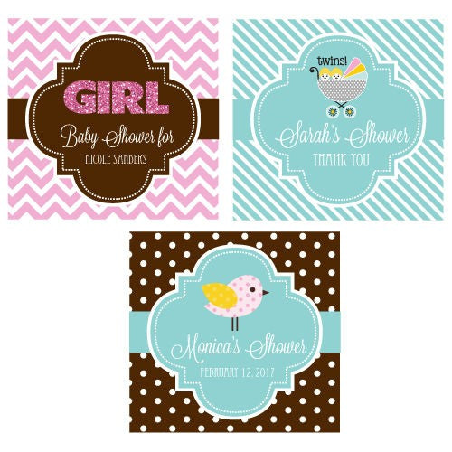 personalized baby shower 2" square labels & tags