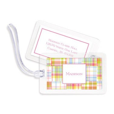boatman geller madras patch pink bag tags