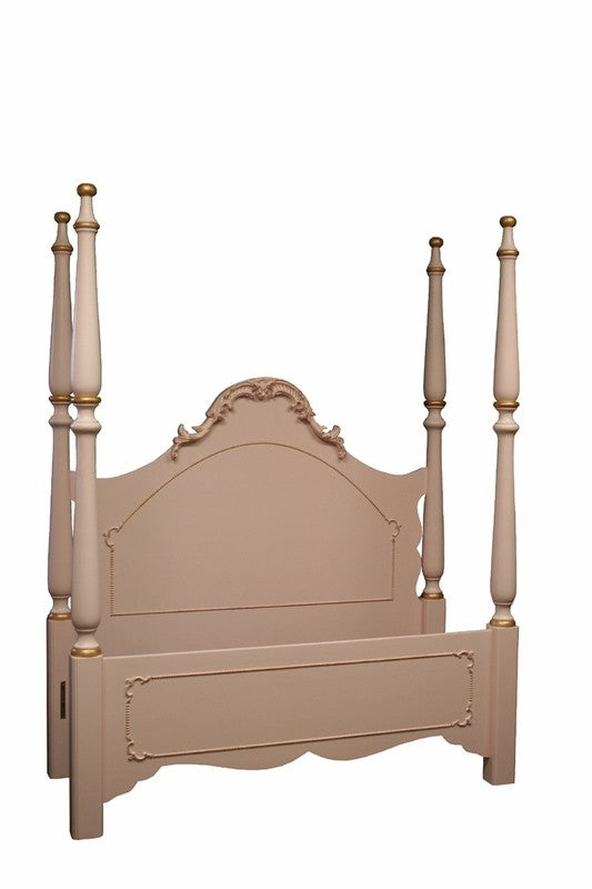 simply elegant bed in hint of pink with gold accents