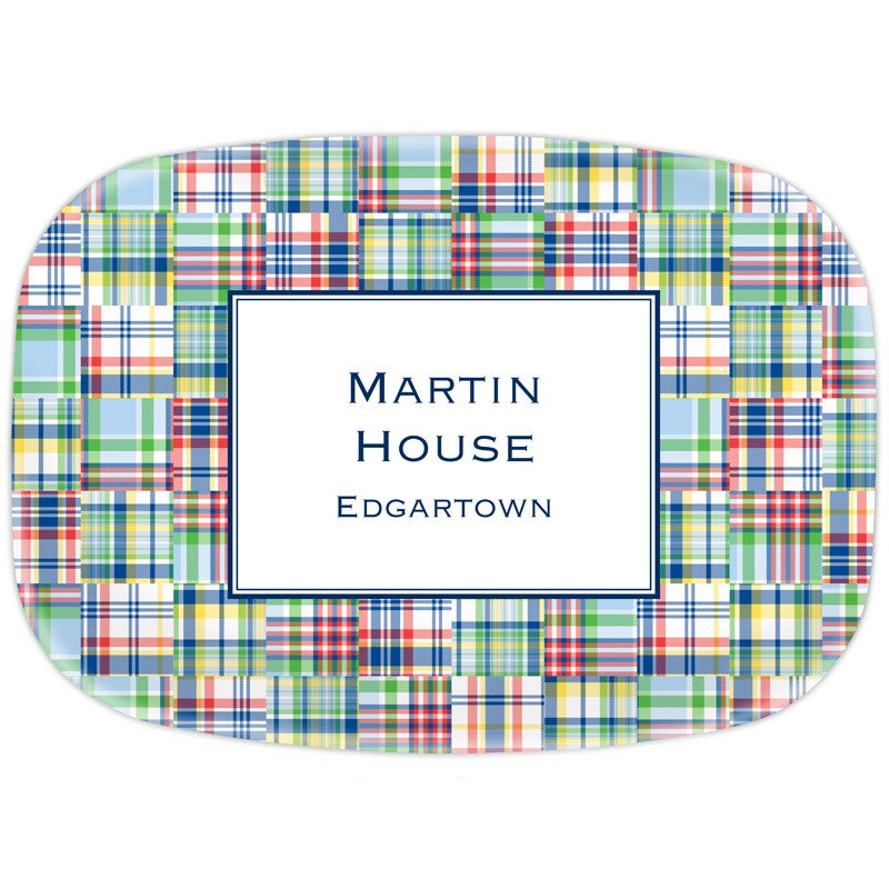 boatman geller madras patch blue platter