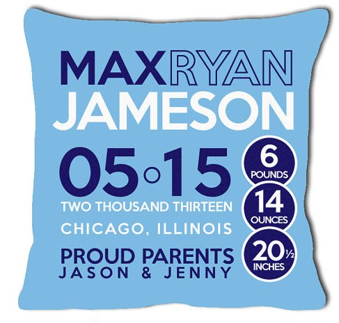 birth announcement new baby pillow with circles (boy)