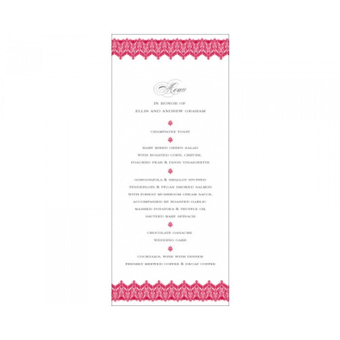 ellis & andrew menu card