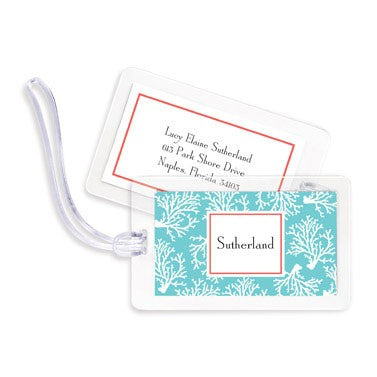 boatman geller coral repeat teal bag tags