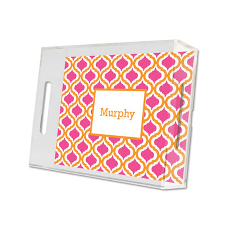 kate tangerine & raspberry lucite tray - small