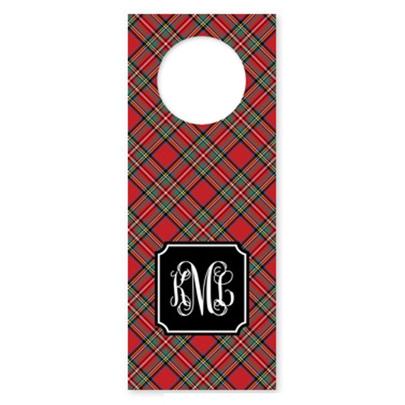boatman geller plaid red wine tags