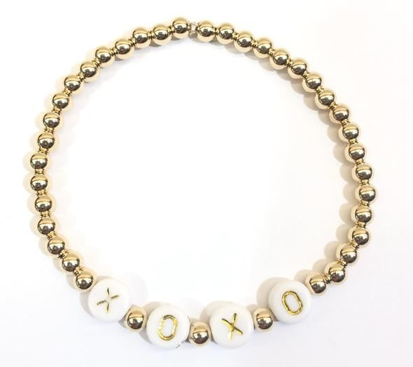 14k gold filled bead bracelet 4mm with letters