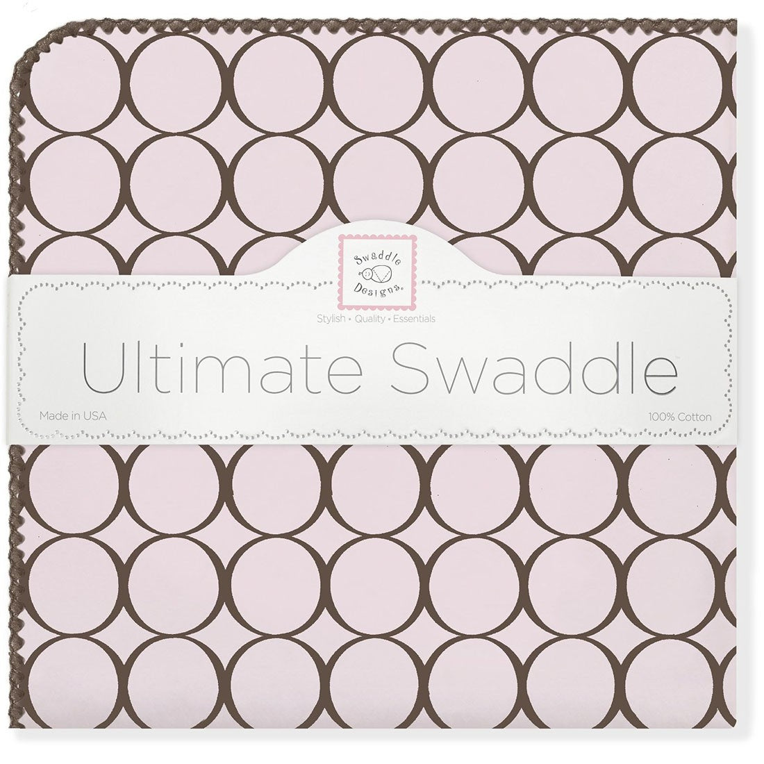 ultimate swaddling blanket by swaddle designs - pink with brown mod