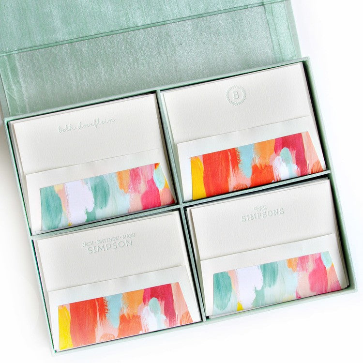 grand seafoam silk stationery box - g8