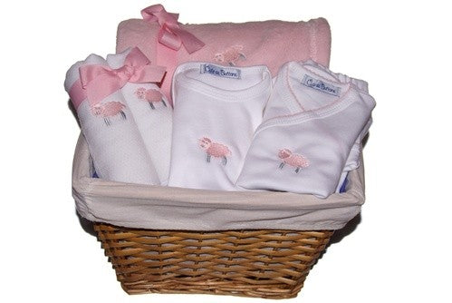 baby lamb gift basket (pink)