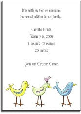 personalized invitations  birds on parade