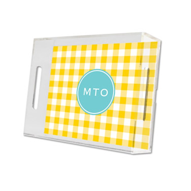 classic check sunflower lucite tray - small
