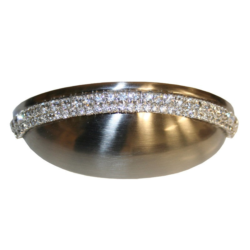 art deco satin nickel crystal bin pull